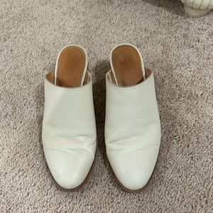 Cream leather mules